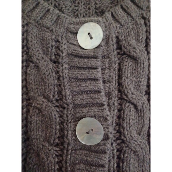 LOGG gray cable knit cardigan sweater womens S short sl. grunge 90s indie boho - Picture 3 of 8